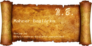 Mahrer Boglárka névjegykártya